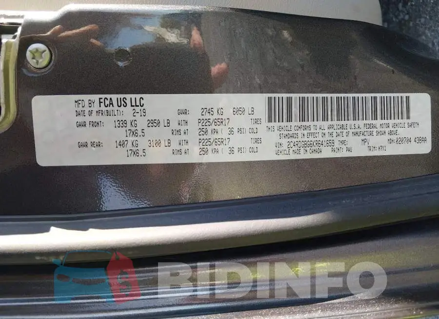 2C4RDGBG6KR641659 Photo# 9
