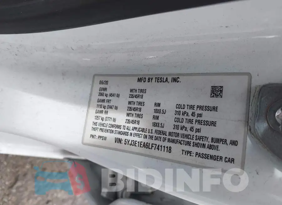 5YJ3E1EA6LF741118 Photo# 9