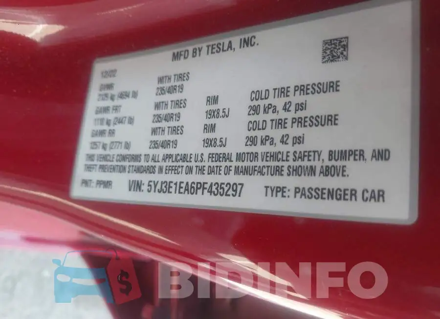 5YJ3E1EA6PF435297 Photo# 9