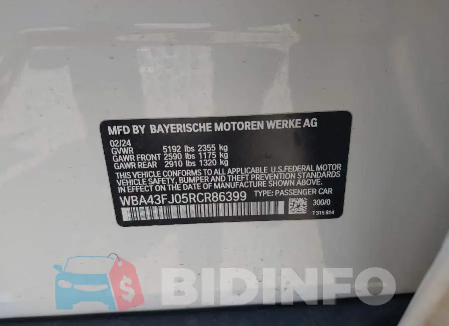 WBA43FJ05RCR86399 Photo# 9