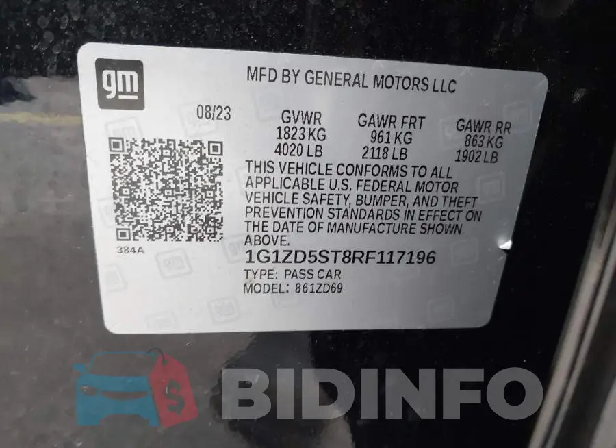 1G1ZD5ST8RF117196 Photo# 9