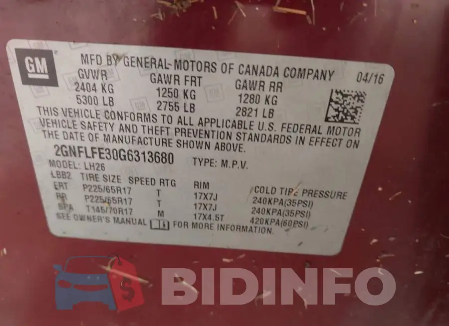 2GNFLFE30G6313680 Photo# 9