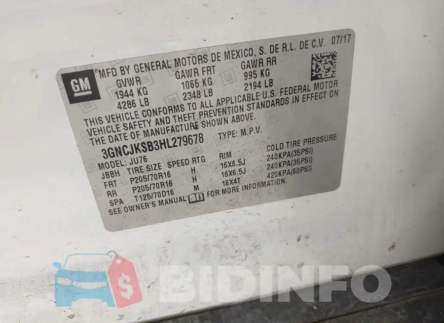 3GNCJKSB3HL279678 Photo# 9