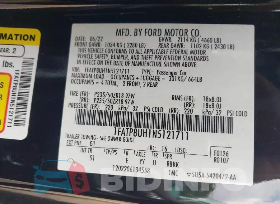 1FATP8UH1N5121711 Photo# 9