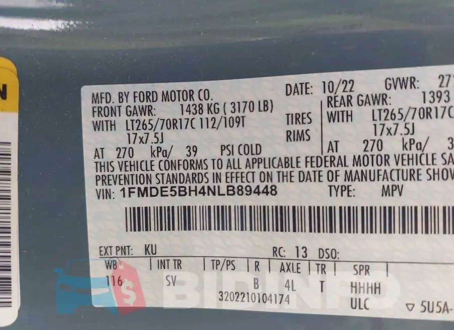 1FMDE5BH4NLB89448 Photo# 9