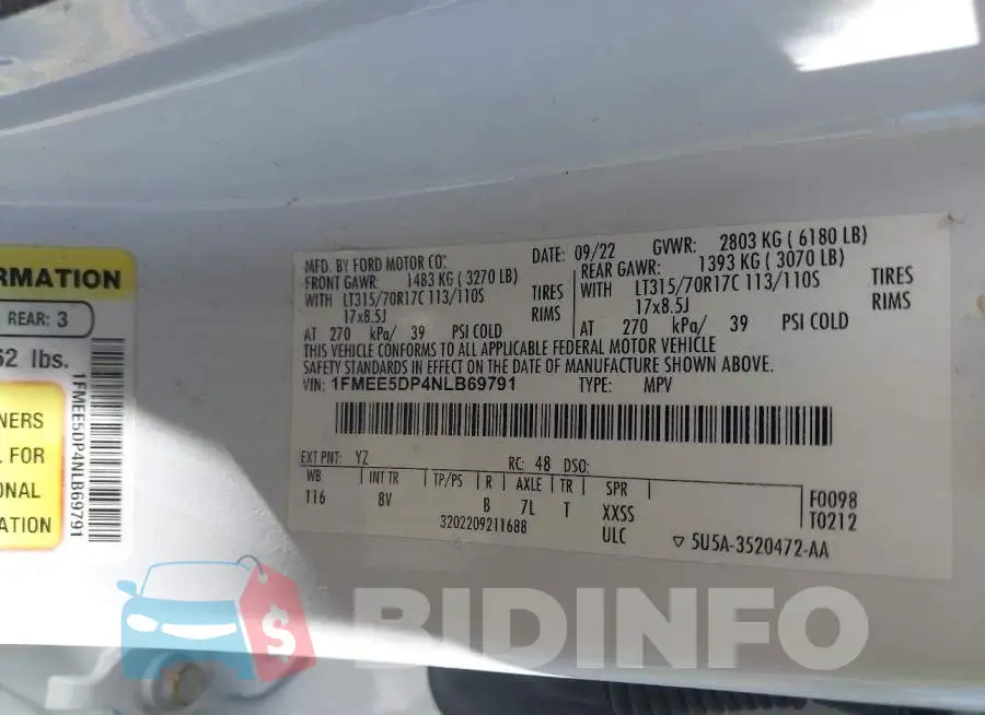 1FMEE5DP4NLB69791 Photo# 9