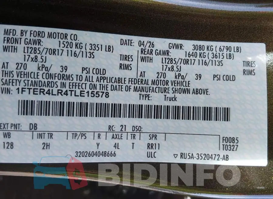 1FTER4LR4TLE15578 Photo# 9