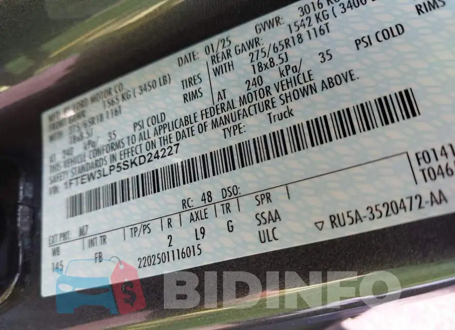 1FTEW3LP5SKD24227 Photo# 9