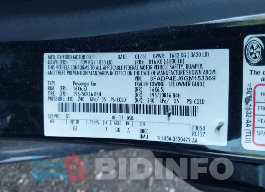 3FADP4EJ6GM153369 Photo# 9