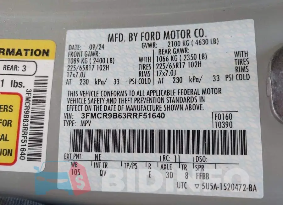 3FMCR9B63RRF51640 Photo# 9