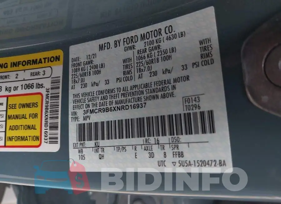 3FMCR9B6XNRD16937 Photo# 9