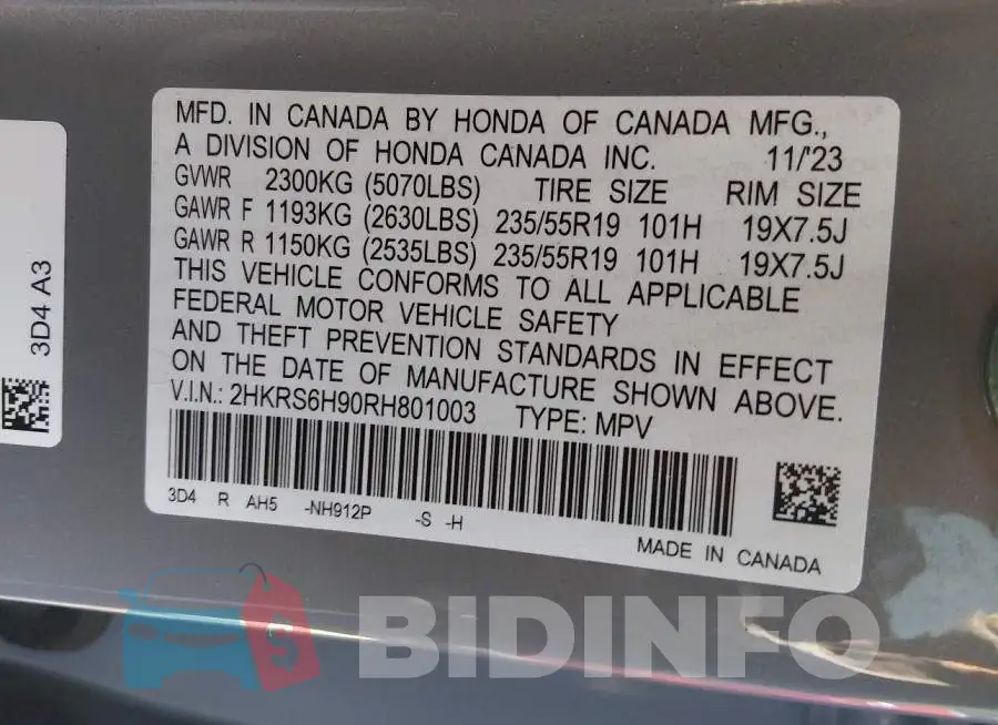 2HKRS6H90RH801003 Photo# 9