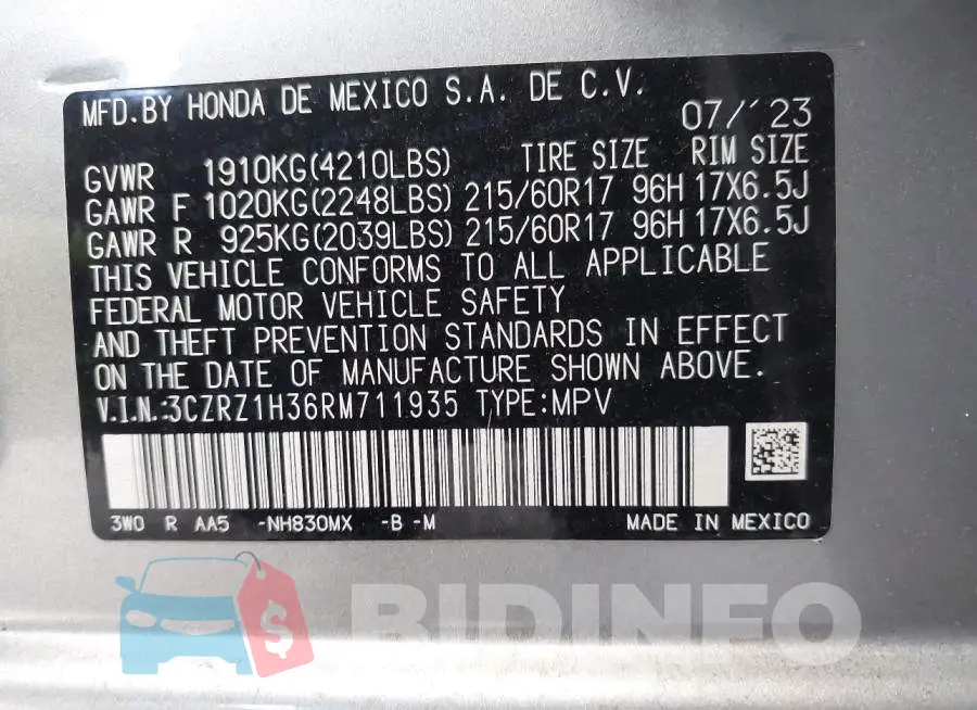 3CZRZ1H36RM711935 Photo# 9