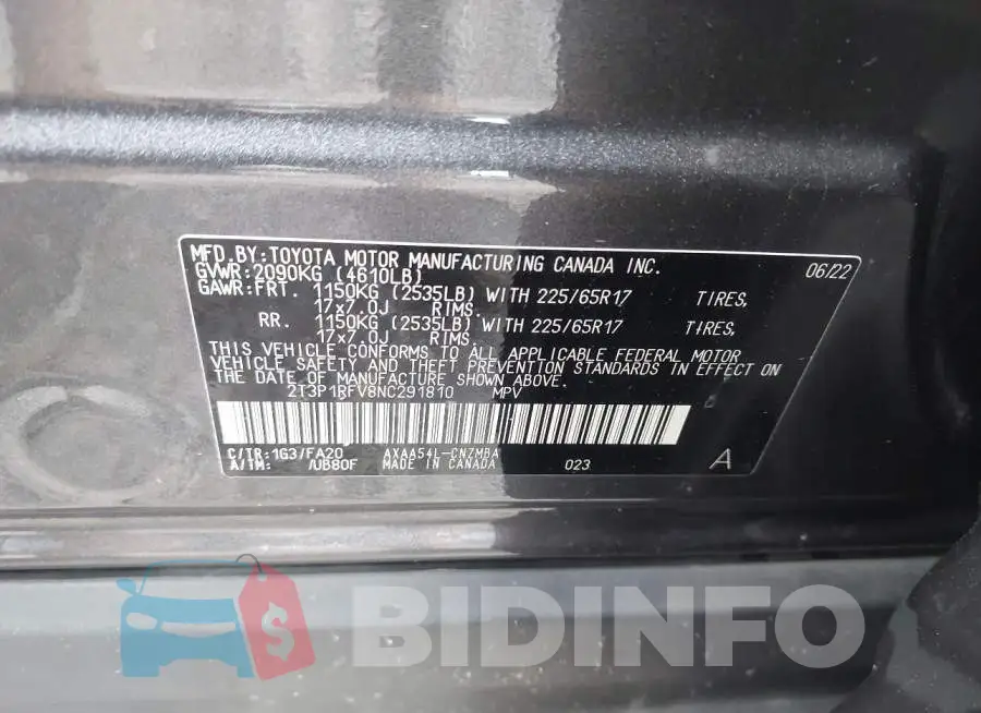 2T3P1RFV8NC291810 Photo# 9