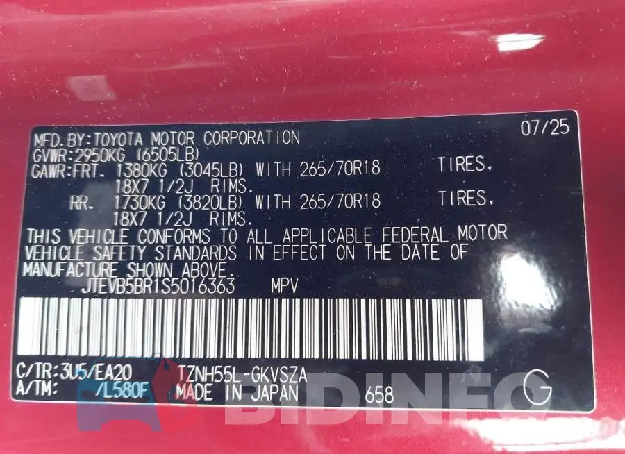 JTEVB5BR1S5016363 Photo# 9