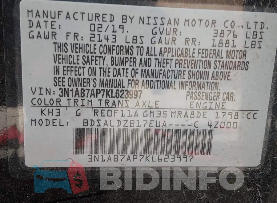 3N1AB7AP7KL623997 Photo# 9