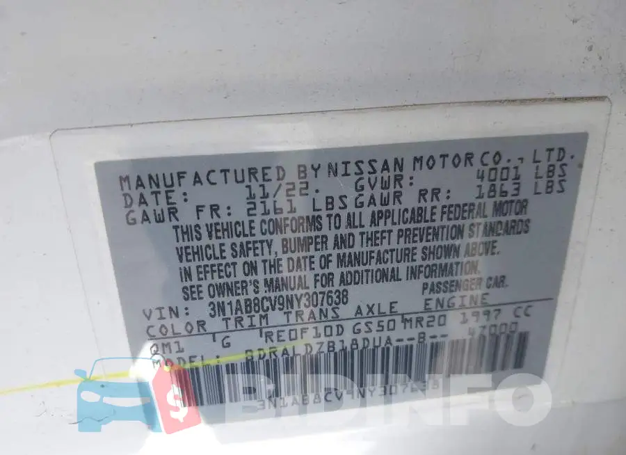 3N1AB8CV9NY307638 Photo# 9
