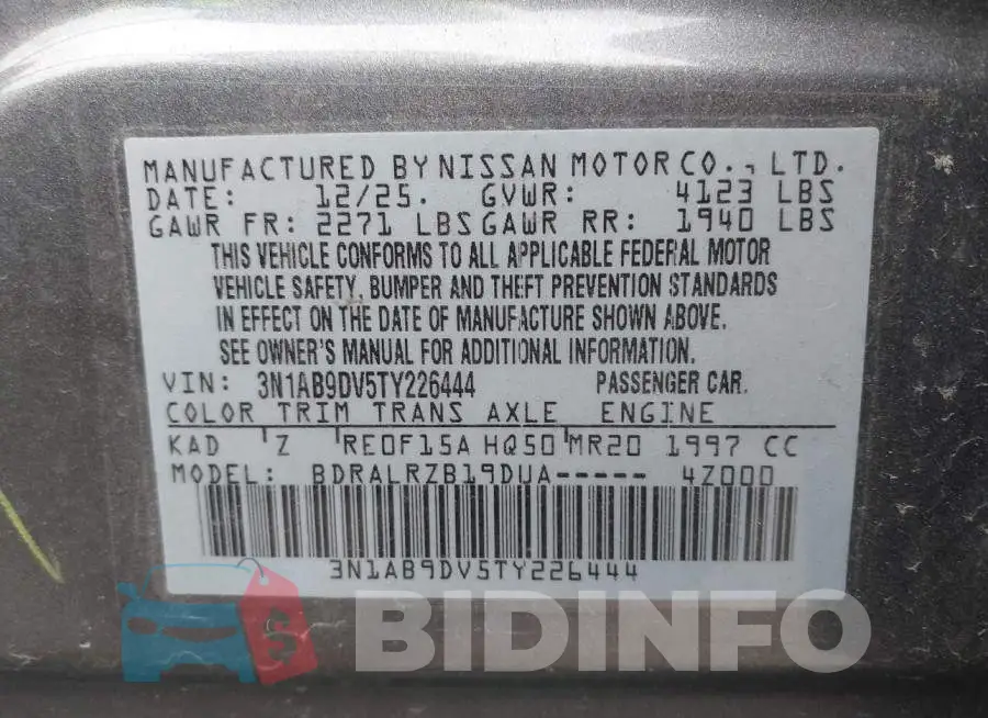 3N1AB9DV5TY226444 Photo# 9
