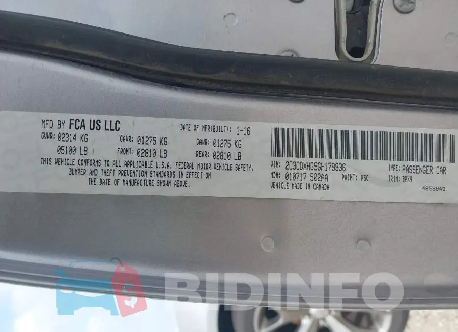 2C3CDXHG9GH179936 Photo# 9