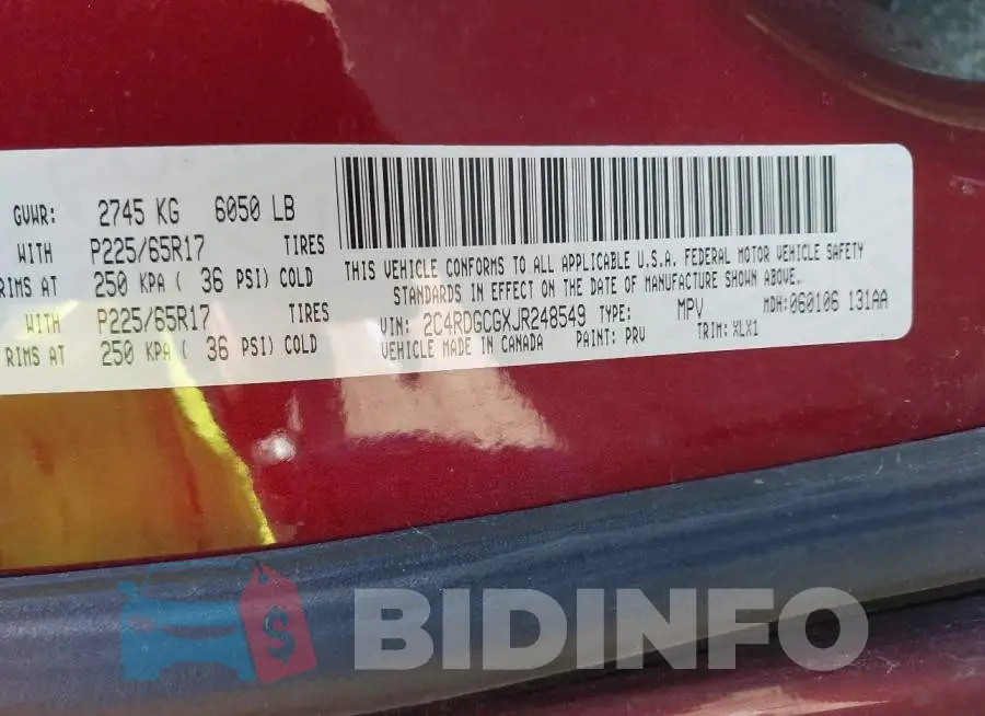 2C4RDGCGXJR248549 Photo# 9