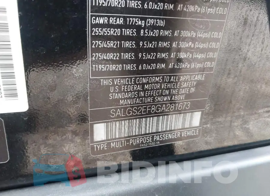 SALGS2EF8GA281673 Photo# 9