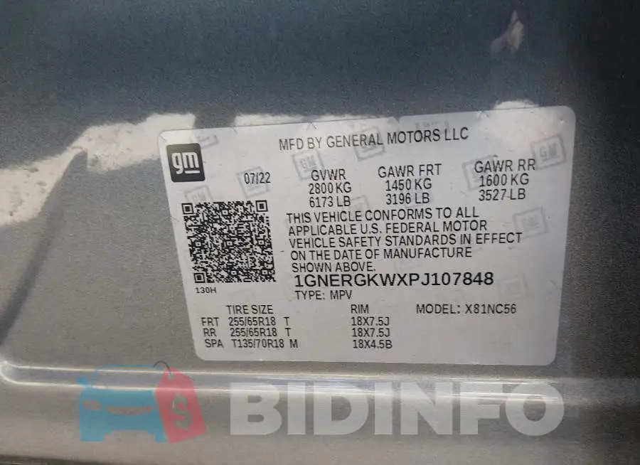 1GNERGKWXPJ107848 Photo# 9