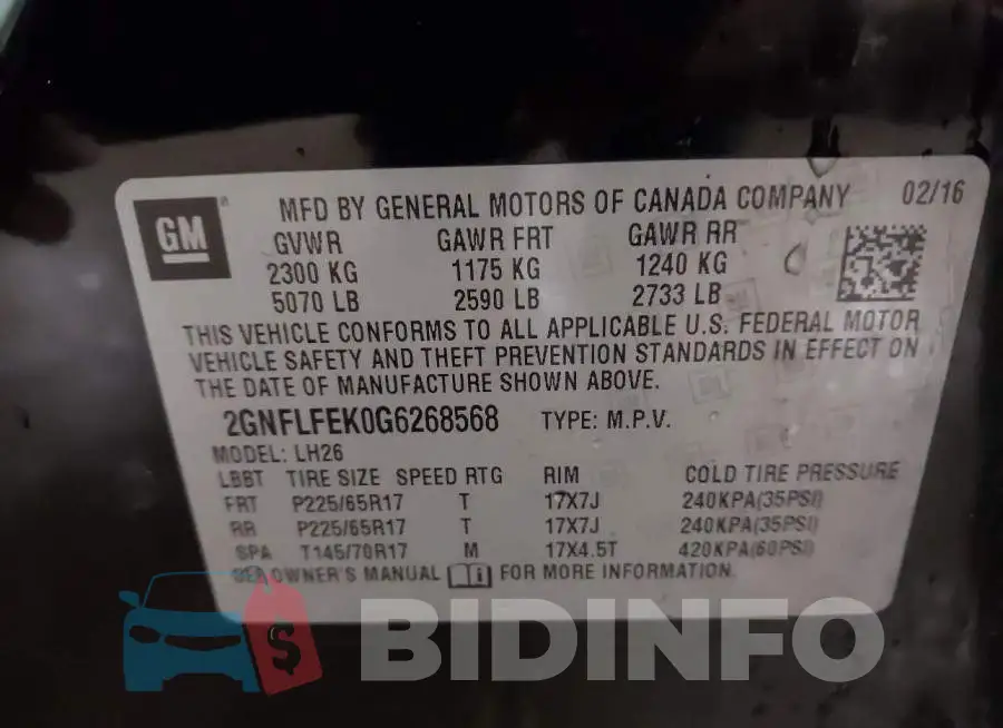 2GNFLFEK0G6268568 Photo# 9