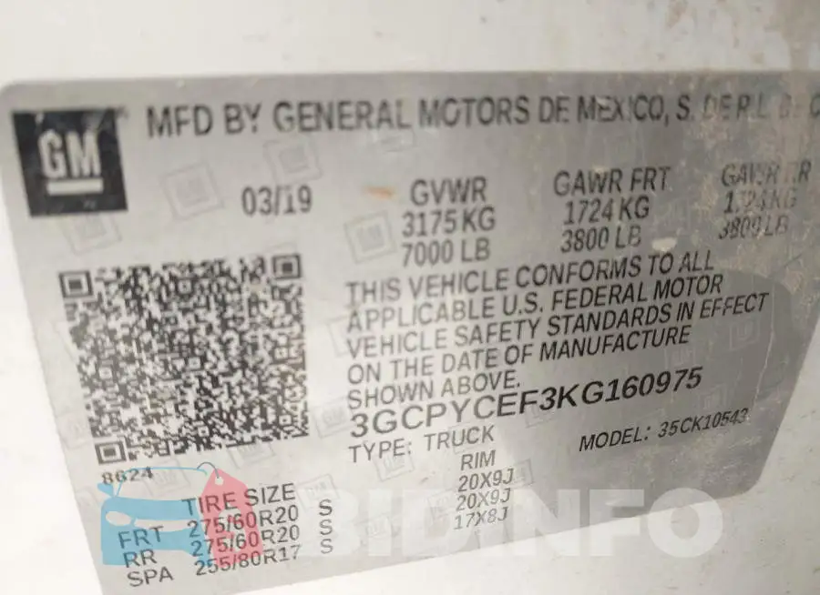 3GCPYCEF3KG160975 Photo# 9