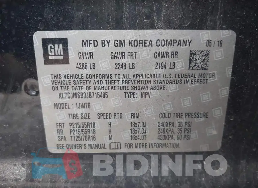 KL7CJMSB3JB715485 Photo# 9