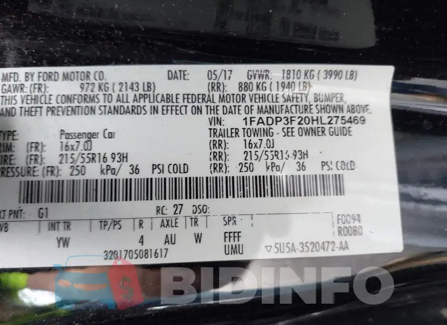 1FADP3F20HL275469 Photo# 9