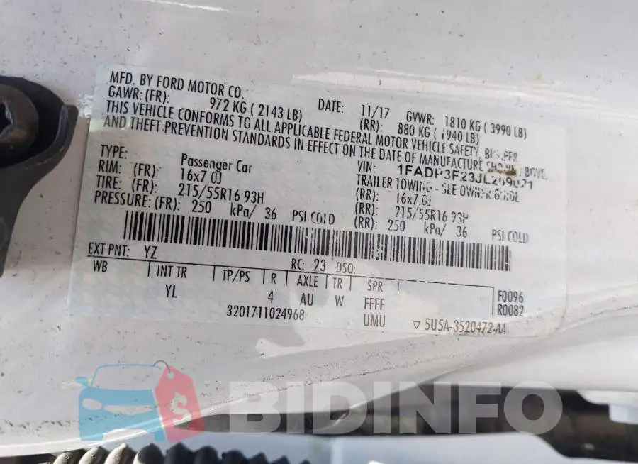 1FADP3F23JL209021 Photo# 9