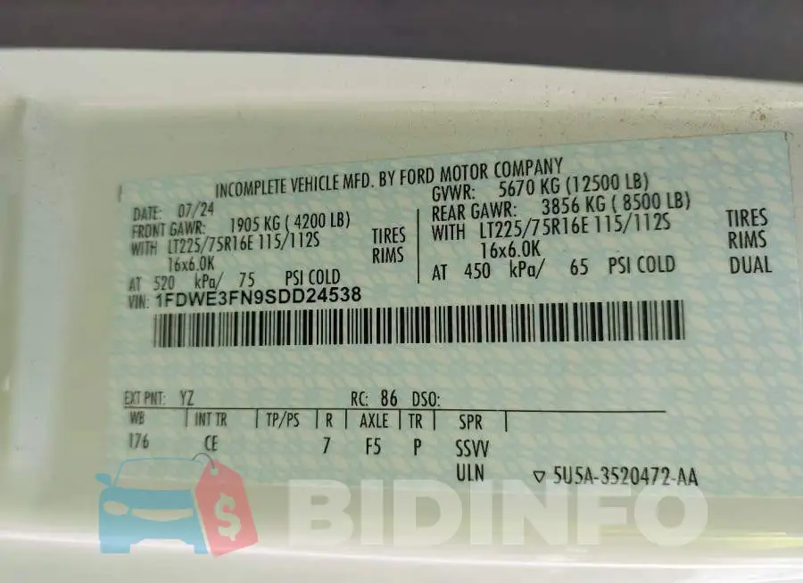 1FDWE3FN9SDD24538 Photo# 8