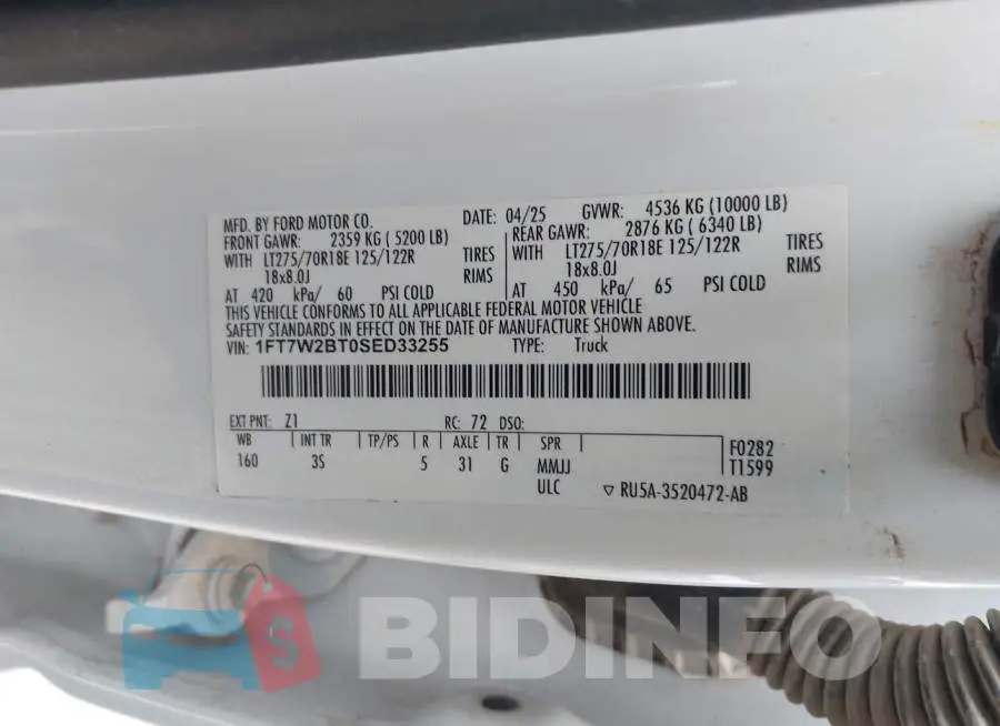 1FT7W2BT0SED33255 Photo# 9