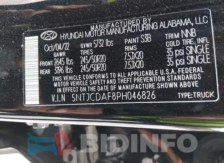 5NTJCDAF8PH046826 Photo# 9