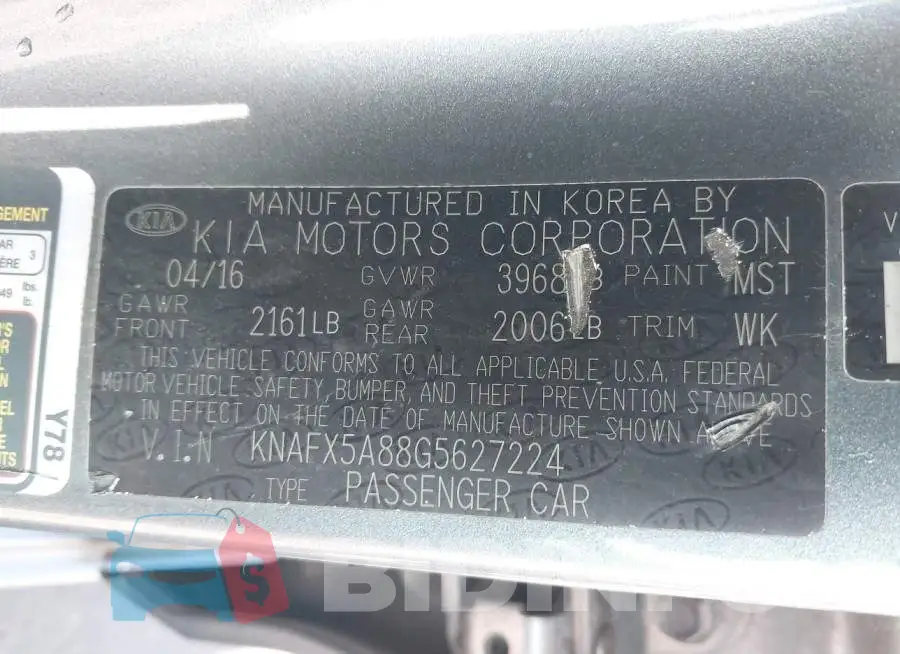 KNAFX5A88G5627224 Photo# 9