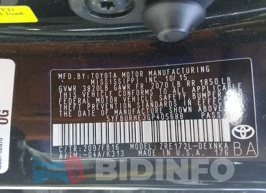 5YFBURHE3GP405688 Photo# 9