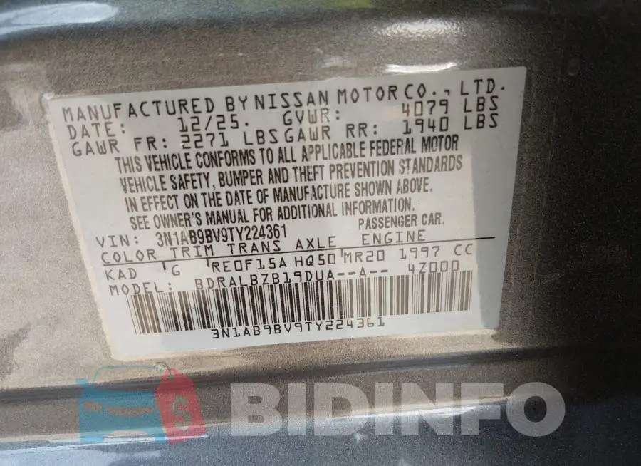 3N1AB9BV9TY224361 Photo# 9