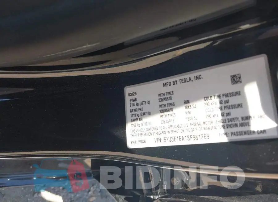5YJ3E1EA1SF981269 Photo# 9