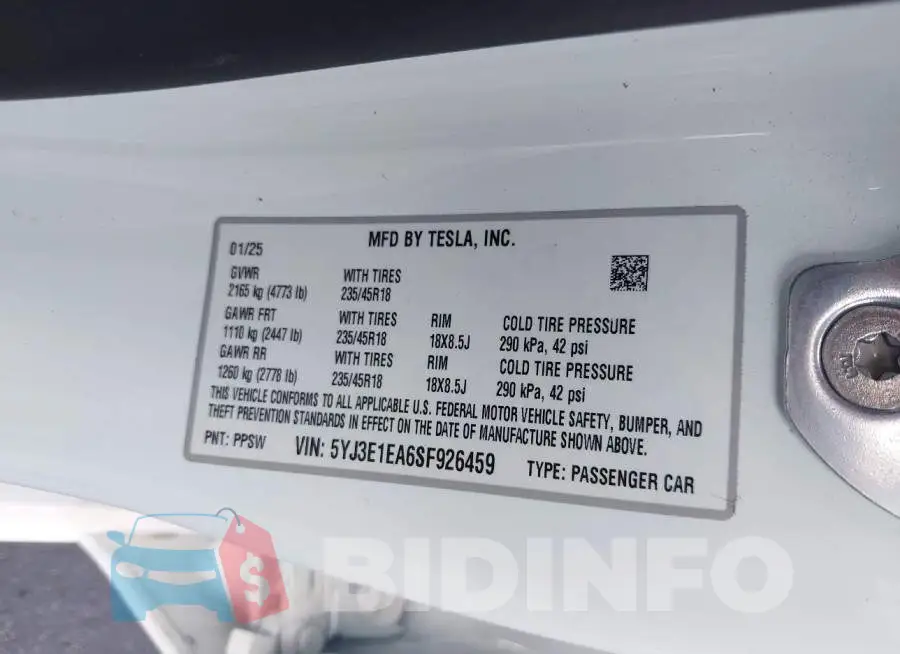 5YJ3E1EA6SF926459 Photo# 9