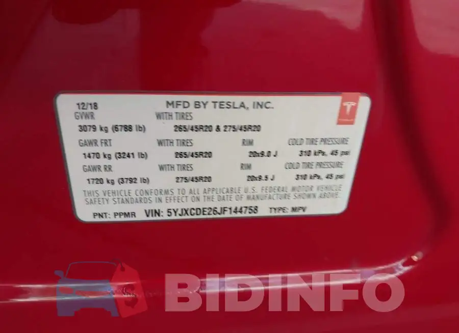 5YJXCDE26JF144758 Photo# 9