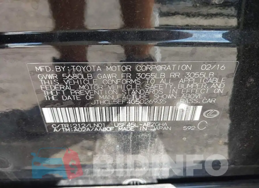 JTHCL5EF4G5026935 Photo# 9