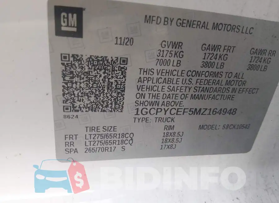 1GCPYCEF5MZ164948 Photo# 9