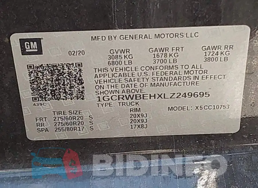 1GCRWBEHXLZ249695 Photo# 9