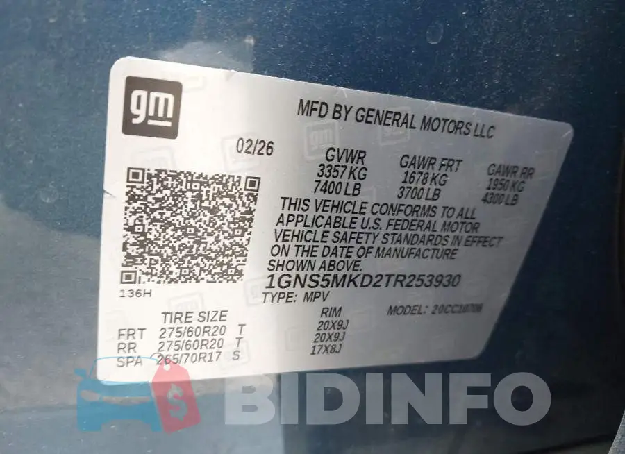 1GNS5MKD2TR253930 Photo# 9