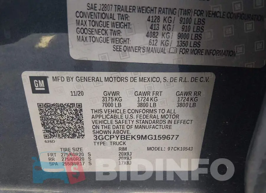 3GCPYBEK9MG159677 Photo# 9