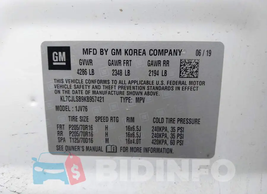 KL7CJLSB9KB957421 Photo# 9