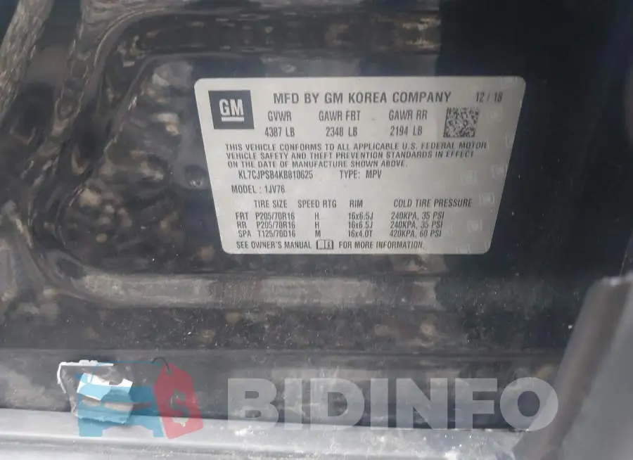 KL7CJPSB4KB810625 Photo# 9