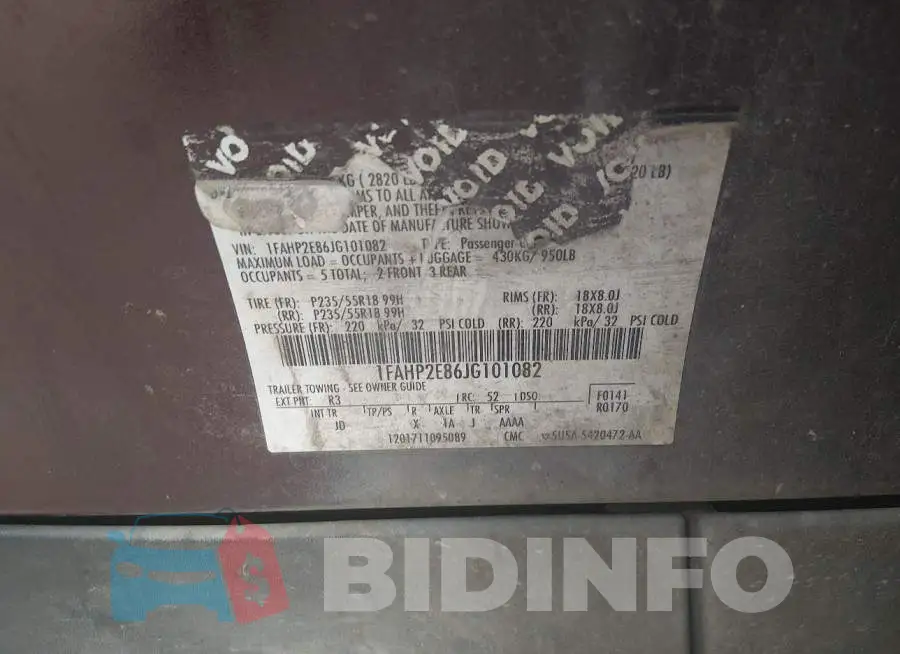 1FAHP2E86JG101082 Photo# 9
