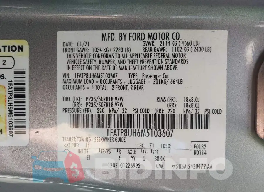 1FATP8UH6M5103607 Photo# 9