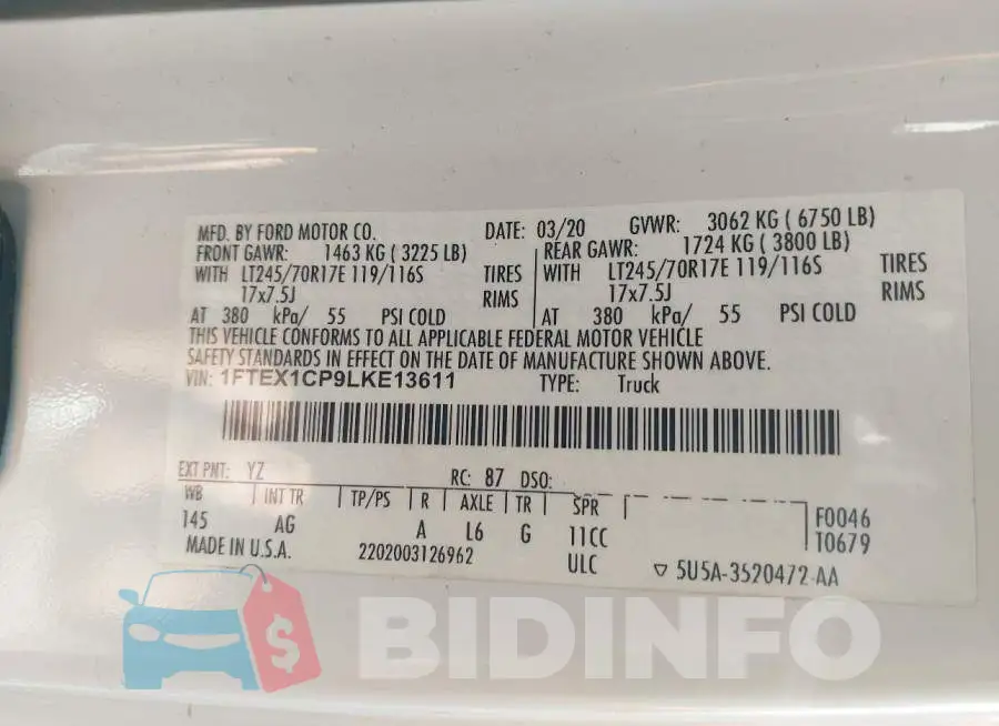 1FTEX1CP9LKE13611 Photo# 9